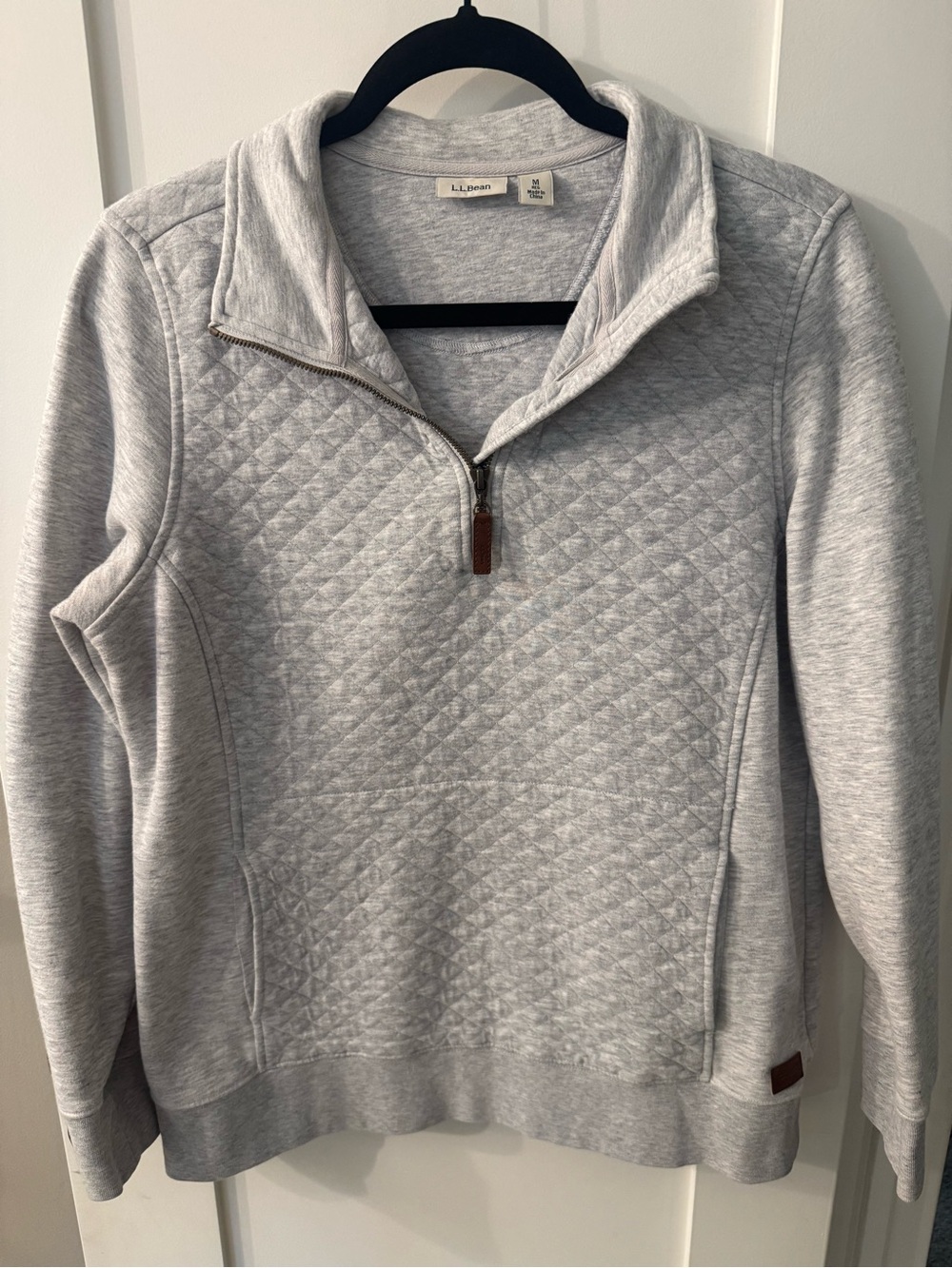 L.L. Bean Women’s Quilted Half-Zip Pullover Medium Gray
